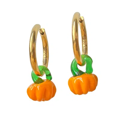 Smilla Brav Women's Gold / Yellow / Orange Murano Glass Pumpkin Hoops Halloween