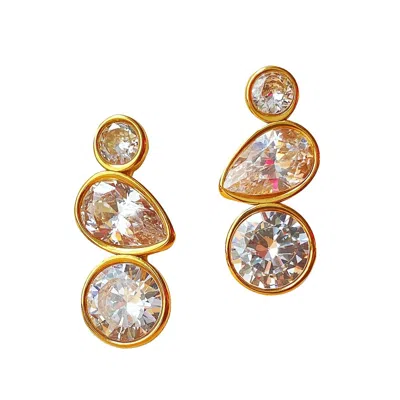 Smilla Brav Women's Gold Zirconia Earrings Gloria