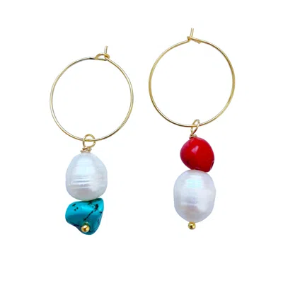Smilla Brav Women's Green / Red / Gold Earrings Jamie In Multi