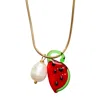 Smilla Brav Women's Green / Red / Gold Murano Glass Watermelon Necklace