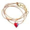 Smilla Brav Women's Neutrals / Red Wrap Around Leather Bracelet Evil Heart