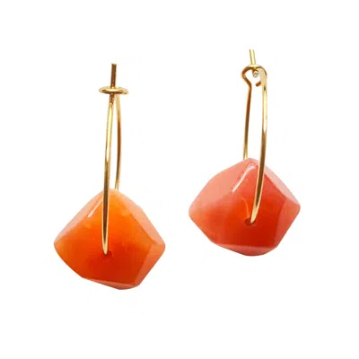 Smilla Brav Women's Orange / Gold Agate Earrings Balance