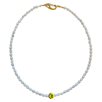 Smilla Brav Women's Orange / Gold / White The Smiley Pearl Necklace