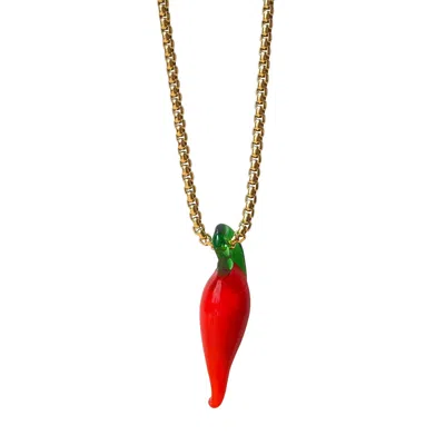 Smilla Brav Women's Red / Gold Murano Glass Chili Necklace In Multi