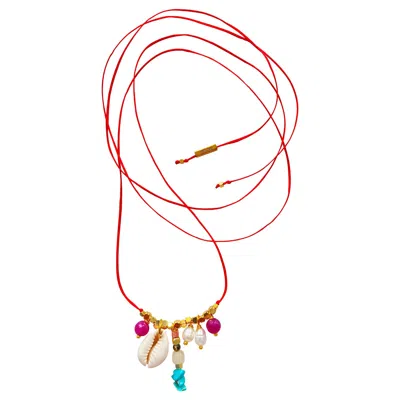 Smilla Brav Women's Red / Gold Shell Necklace Kaira In Multi
