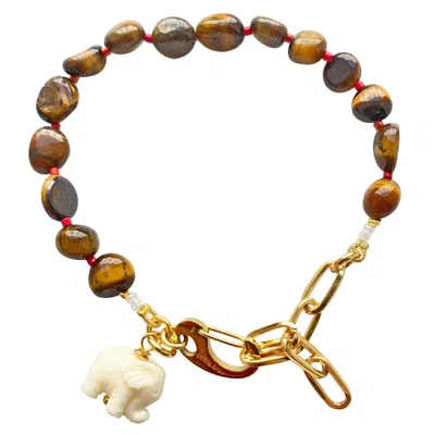 Smilla Brav Women's White / Brown / Gold Bracelet Simson In Multi