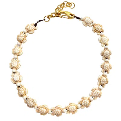 Smilla Brav Women's White / Brown / Gold Turtle Necklace Dalaman In Multi