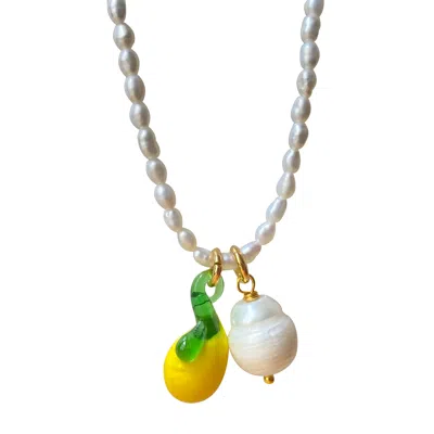 Smilla Brav Women's White Pearl Necklace Lemon