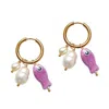 Smilla Brav Women's White / Purple / Gold Fish Earrings Bonnie In Multi