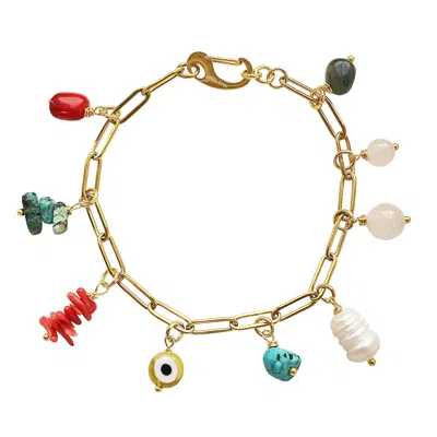 Smilla Brav Women's White / Red / Gold Mixed Gemstone Bracelet Alice In Multi