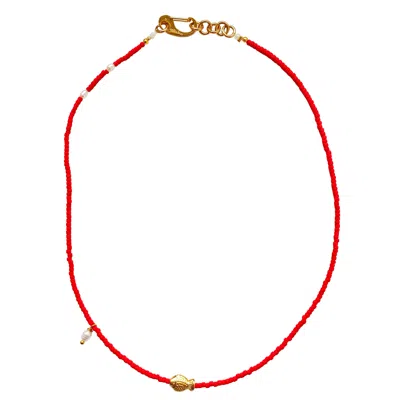 Smilla Brav Women's White / Red / Gold Red Fish Necklace