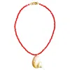 Smilla Brav Women's White / Red / Gold Shell Crystal Necklace Sienna