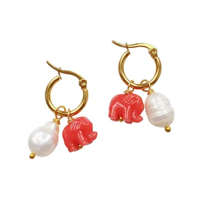 Smilla Brav Women's White / Yellow / Gold Elephant Hoop Earrings In Multi