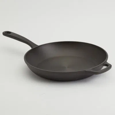 Smith And Clark Smith & Clark 12" Smooth Cast Round Pre-seasoned Cast Iron Skillet Fry Pan In Black