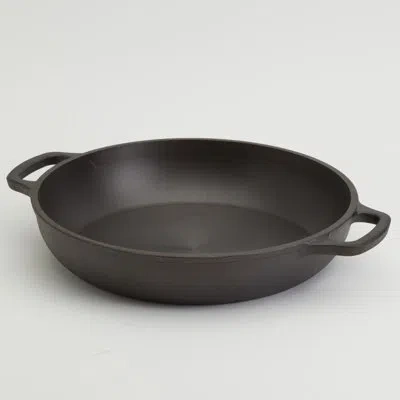 Smith And Clark Smith & Clark 13" Smooth Cast Round Pre-seasoned Cast Iron Sauteuse Fry Pan With Side Handles In Black