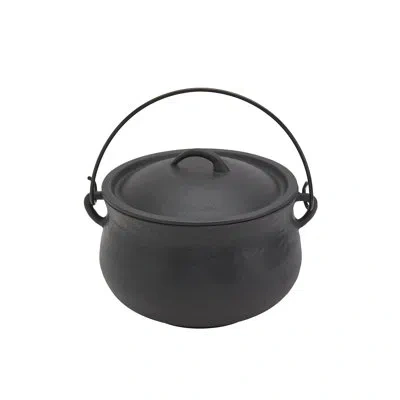 Smith And Clark Smith & Clark 4 Qt Pre-seasoned Cast Iron Covered Cauldron With Wire Handle In Black