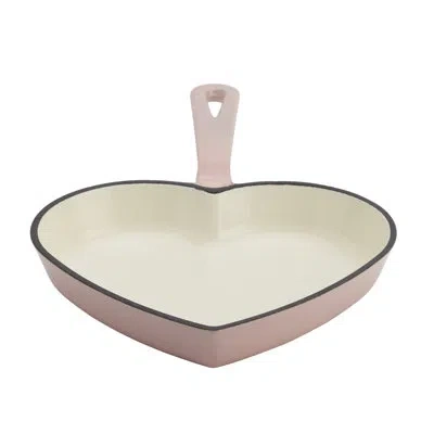 Smith And Clark Smith & Clark 9" Enameled Cast Iron Heart-shaped Skillet Fry Pan, Red In Pink