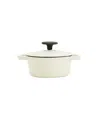 Smith And Clark Cast Iron 1 Piece Quart Round Enamel Dutch Oven In White