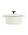 Smith And Clark Cast Iron 3 Quart Round Enamel Dutch Oven In White