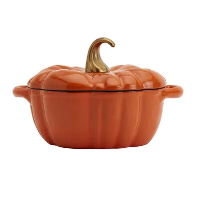 Smith And Clark Cast Iron Pumpkin Figural Dutch Oven In Orange