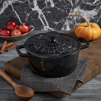 Smith And Clark Holiday Kitchen 3 Quarts Cast Aluminum Round Dutch Oven In Black