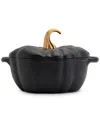 Smith And Clark Iron Works Enameled Cast Iron 4-qt Pumpkin Dutch Oven In Black