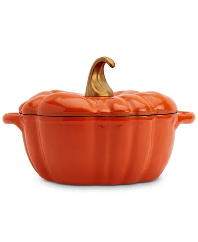 Smith And Clark Iron Works Enameled Cast Iron 4-qt Pumpkin Dutch Oven In Orange