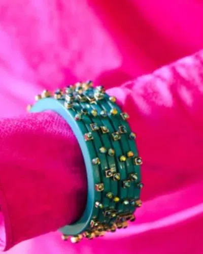 Smith & Co City Girl Jewel Bangle In Harbor Blue/iridescent Blue Stones In Multi