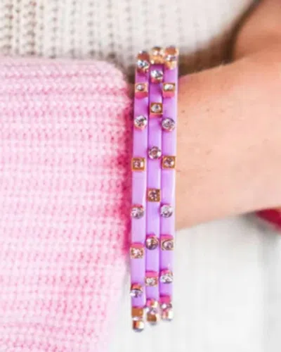 Smith & Co City Girl Jewel Bangles In Violet/iridescent Clear Stones In Multi