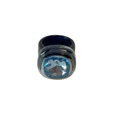 Smith & Co. Jewel Design Women's Blue Bling Ring - Midnight Navy