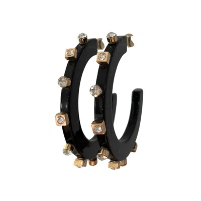 Smith & Co. Jewel Design Women's City Girl Large Jewel Hoop - Black