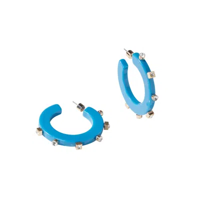 Smith & Co. Jewel Design Women's City Girl Large Jewel Hoop - French Blue
