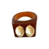 Smith & Co. Jewel Design Women's Classic Twin Ring - Brown