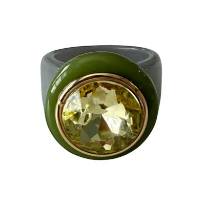 Smith & Co. Jewel Design Women's Grey / Green City Girl Ring - Forest Green In Multi
