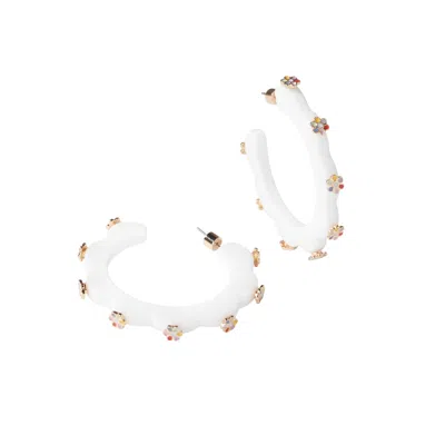 Smith & Co. Jewel Design Women's Groovy Small Jewel Hoop - White Multicolor