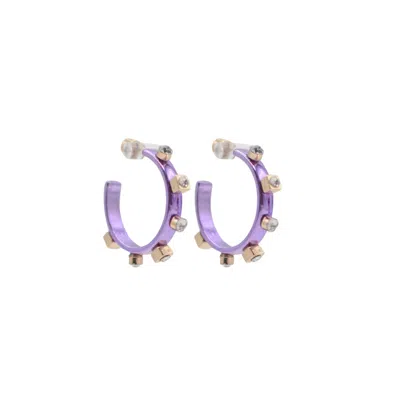 Smith & Co. Jewel Design Women's Metallic Metal Hoop - Purple