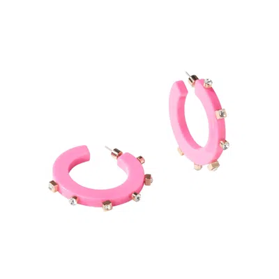 Smith & Co. Jewel Design Women's Pink / Purple City Girl Large Jewel Hoop - Hot Pink In Multi