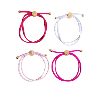 Smith & Co. Jewel Design Women's Pink / Purple Skinny Hair Tie Set - Pink In Pink/purple