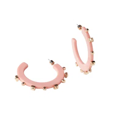 Smith & Co. Jewel Design Women's Pink / Purple Solid Small Jewel Hoop - Salmon In Multi
