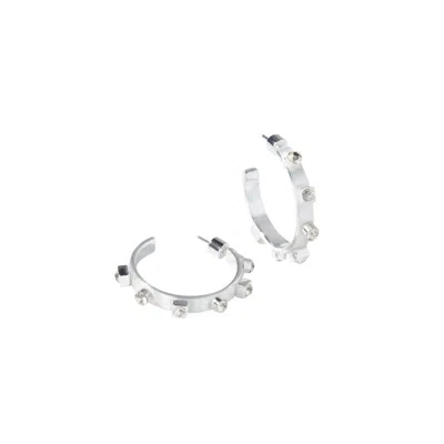 Smith & Co. Jewel Design Women's Silver Metal Hoop - Crystal