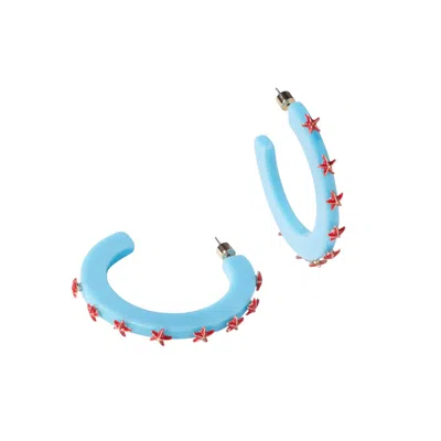 Smith & Co. Jewel Design Women's Starfish Small Jewel Hoop - Blue