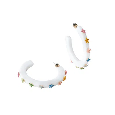 Smith & Co. Jewel Design Women's Starfish Small Jewel Hoop - White Multicolor