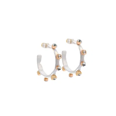 Smith & Co. Jewel Design Women's White Metal Hoop