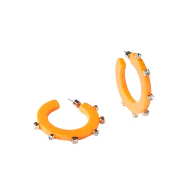 Smith & Co. Jewel Design Women's Yellow / Orange City Girl Small Jewel Hoop - Tangerine