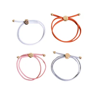Smith & Co. Jewel Design Women's Yellow / Orange Skinny Hair Tie Set - Ginger In Yellow/orange