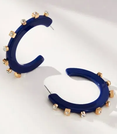 Smith & Co Women's City Girl Hoops In Navy Crystal In Multi