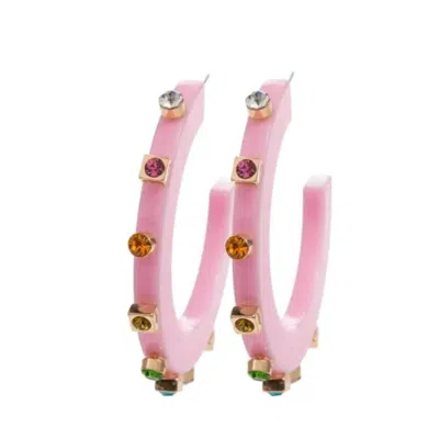 Smith & Co Women's City Girl Jewel Hoop Earrings In Pink Multicolor