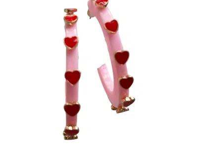 Smith & Co Women's Heart Jewel Hoop Earring In Valentine's Pink