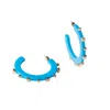Smith & Co Women's Solid Jewel Hoop Earring In Capri Blue In Blue