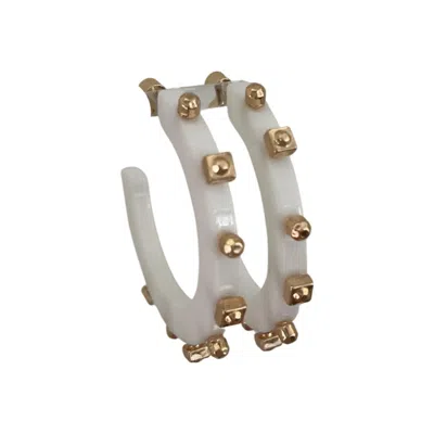 Smith & Co Women's Solid Jewel Hoop Earring In Stark White In Silver